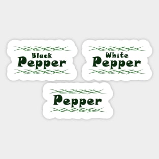 Pepper, White Pepper & Black Pepper with Green Waves - Kitchen Labels :) Sticker